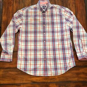IZOD Blue and Red Casual Button Down Shirt